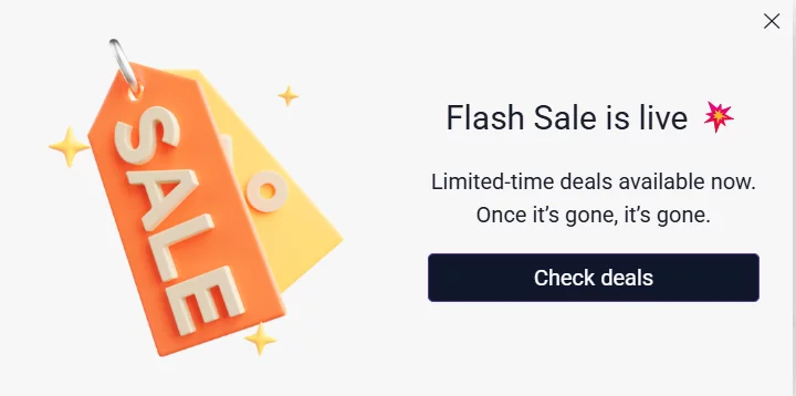 pop-up flash sale